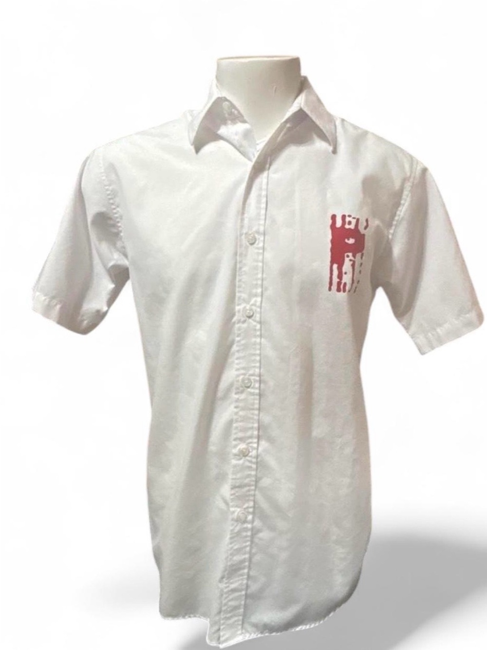 NWOT Platini Jeans Cougar Guitar Headstock White Button Up Shirt Men's Small Y2K